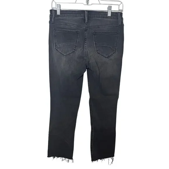 Driftwood Colette Jeans 26 Black Embroidered Side Stripe Boho Frayed Hem Denim‎ - Picture 2 of 15